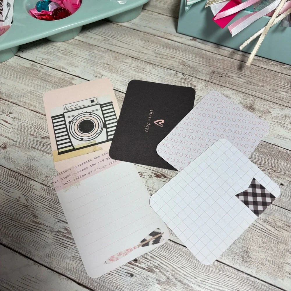 Pink & Black Themed Journaling Cards Lot Of 25 Planners Scrapbooks Junk Journals